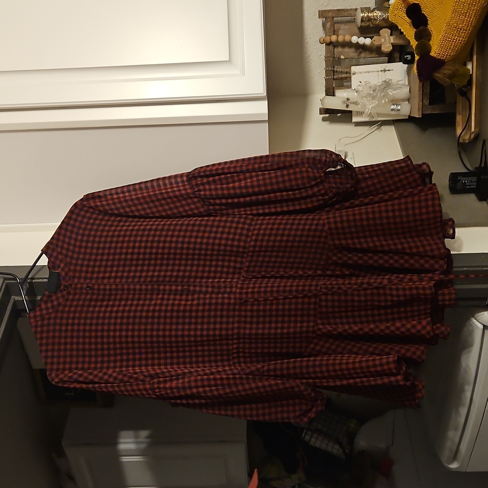 VICI - Red Plaid Button-Up Dress